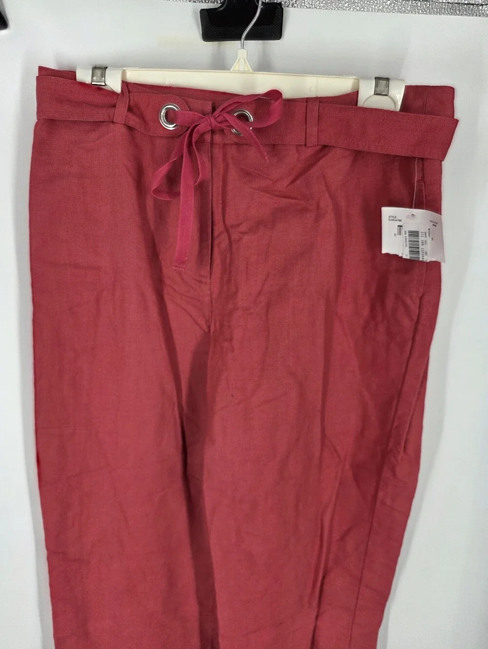 Emma James Liz Claiborne Red Linen Cotton Belted Cropped Pants Size 10